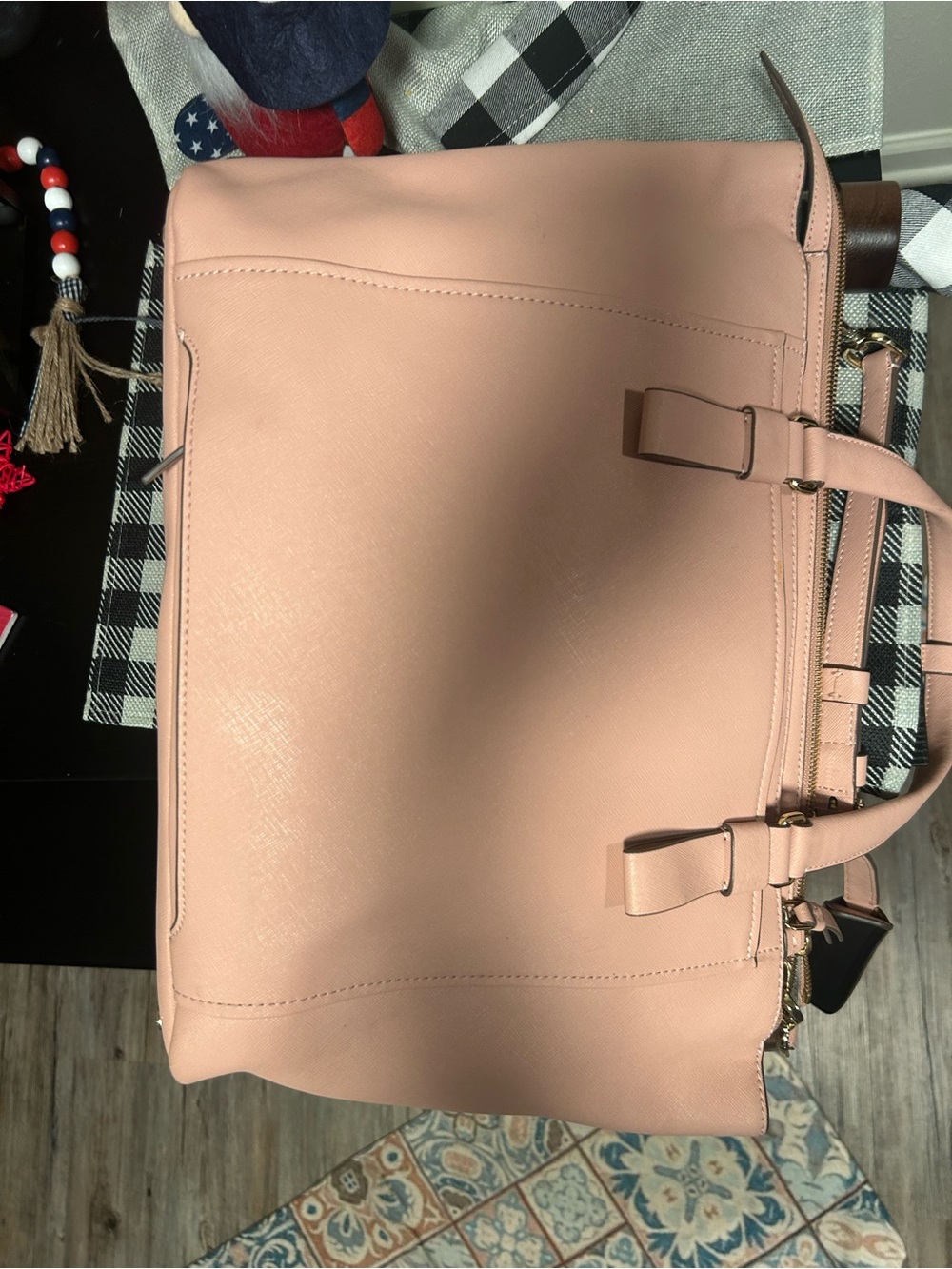 TUMI Blush Pink Varek Park Leather Tote/Laptop Bag with Adjustable Strap - Picture 11 of 16